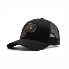 Black Leather "P" Hat